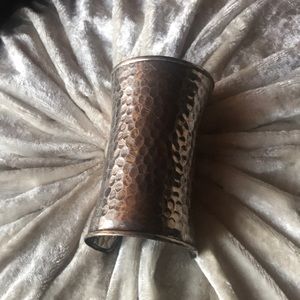Silver tone hammered metal cuff